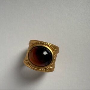 Julie Vos Gold Ring with Brown Stone